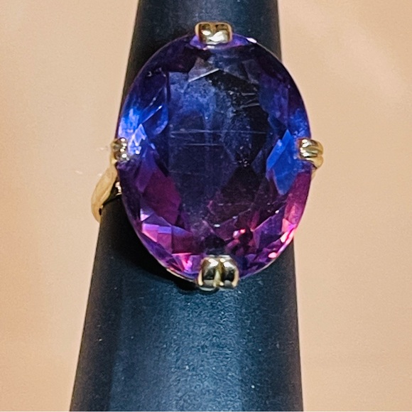 🍇Stunning Vintage Oval Cut 9ct Amethyst 10K Yellow Gold with Filigree Metalwork! - Picture 6 of 14
